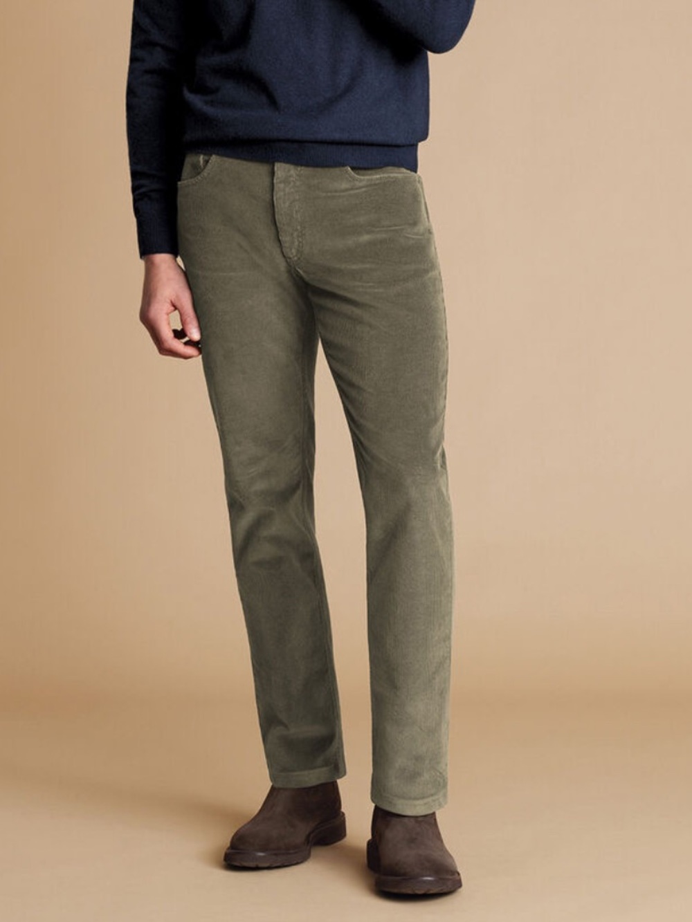 Charles Tyrwhitt Olive Green Corduroy Trousers